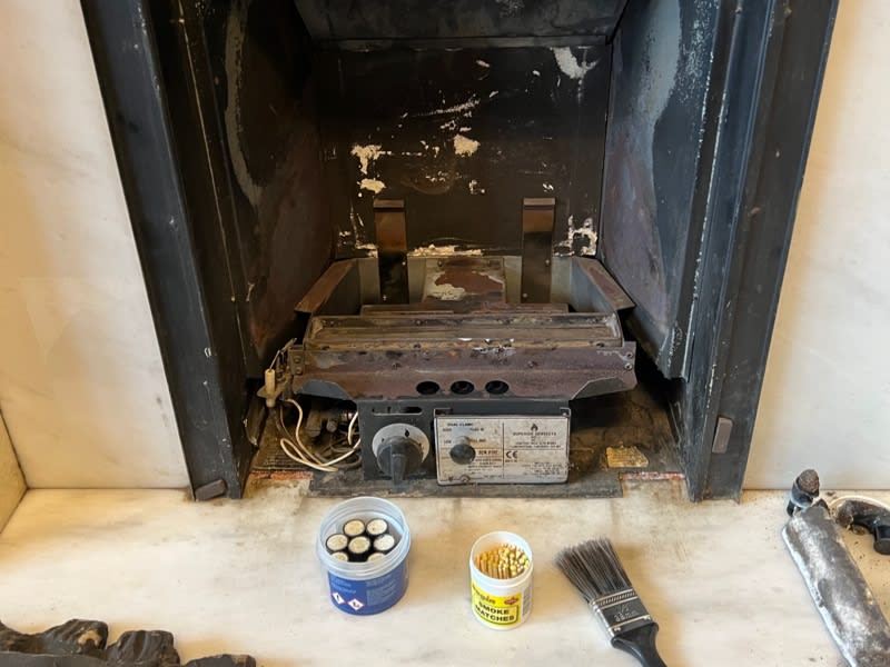 Fireplace opening after an old gas fire was taken out